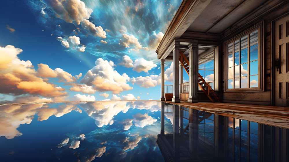 大海蓝天白云插画夏季