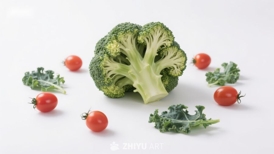 西兰花与小番茄静物摆拍