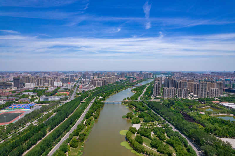 山东聊城城市风光航拍摄影图