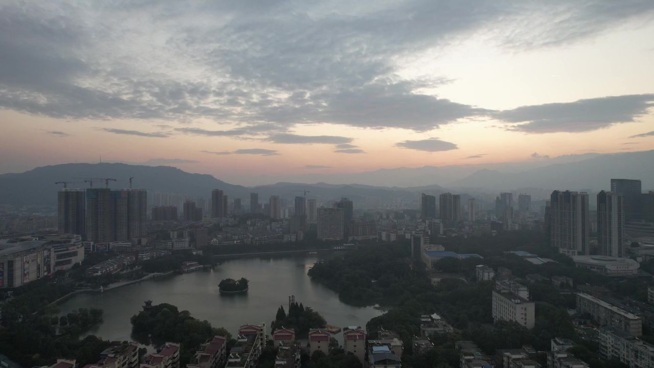 湖南郴州城市风光航拍 