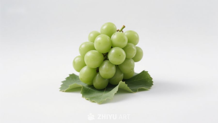 新鲜绿色葡萄与绿叶