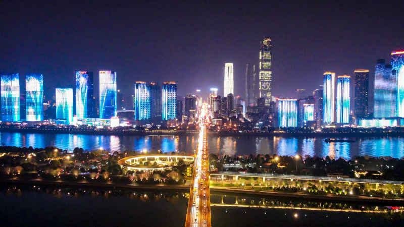 湖南长沙城市风光航拍摄影图 