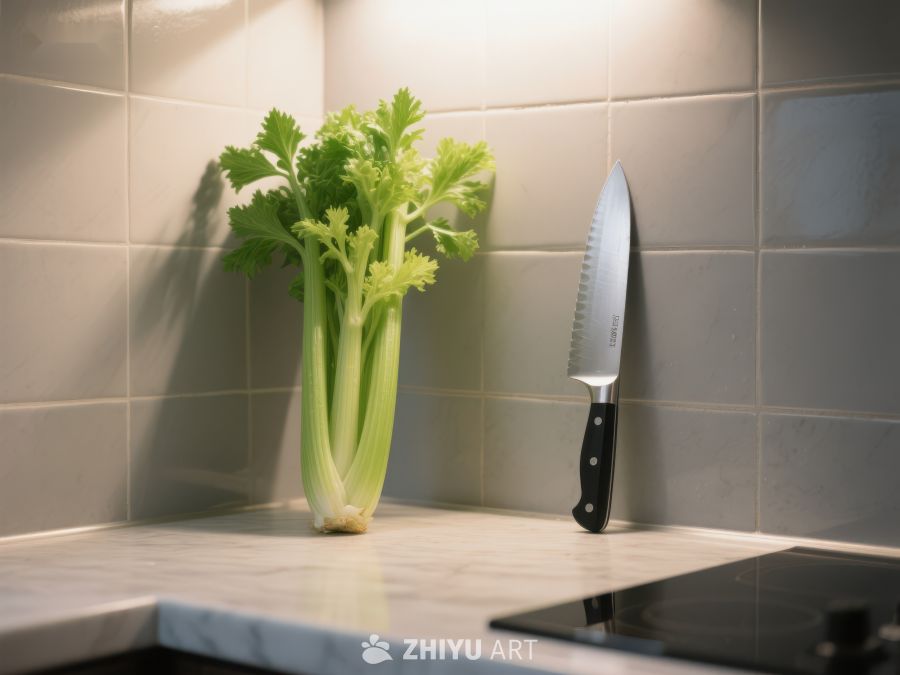 厨房台面上的芹菜与刀具 107