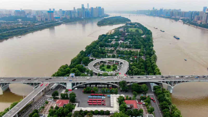 湖南长沙城市风光航拍摄影图 
