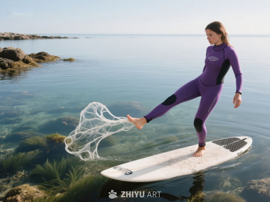 冲浪者在浅水区练习平衡 53