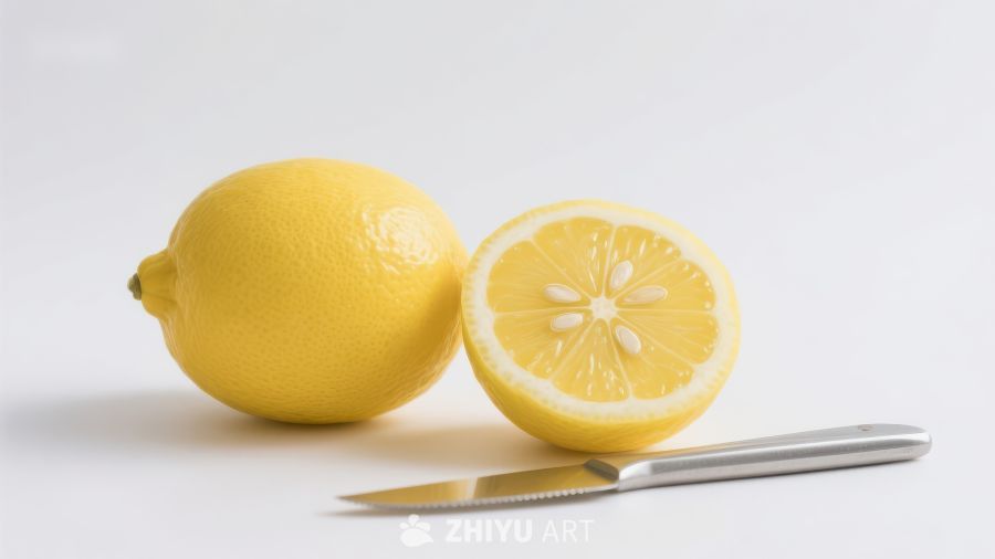 柠檬切片与刀具
