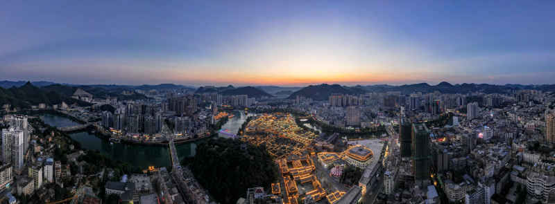 贵州铜仁城市风光全景图航拍