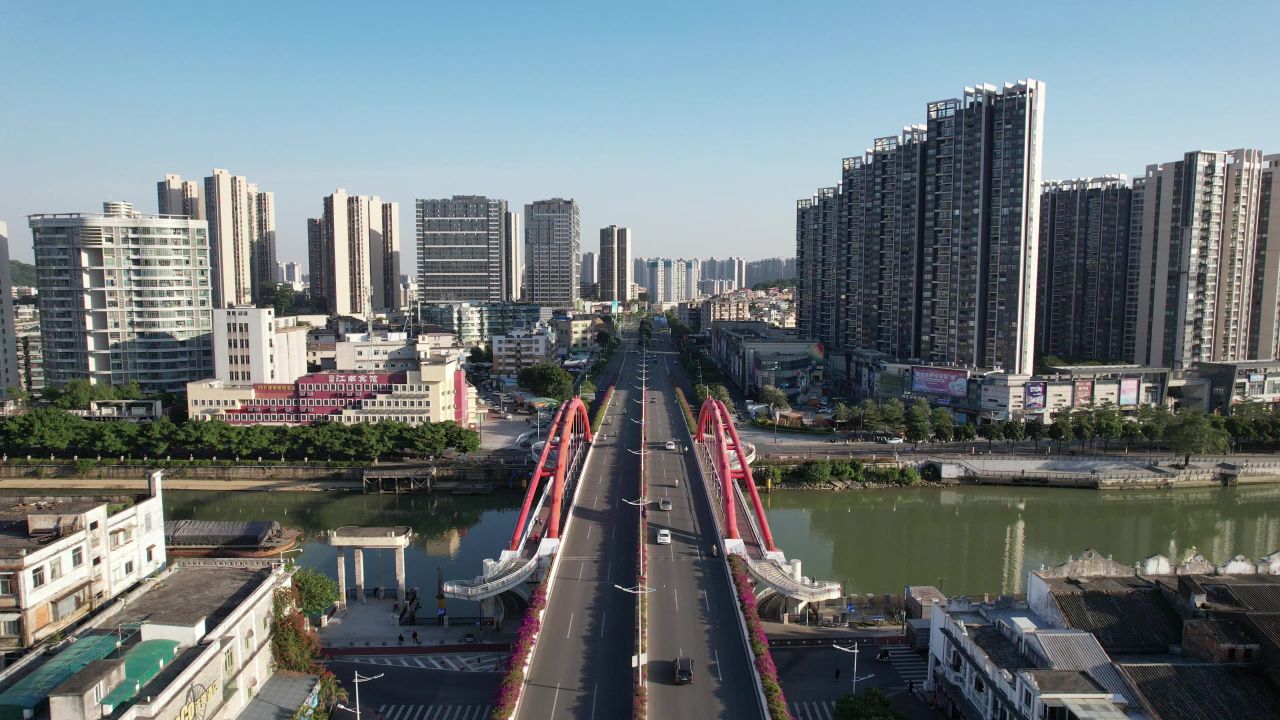 广东江门城市建设航拍 