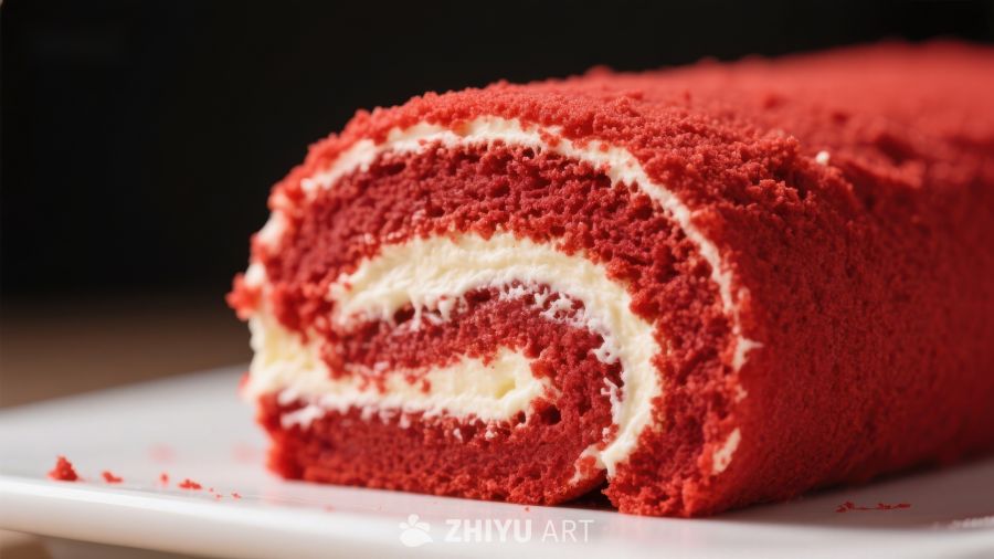 红丝绒蛋糕卷特写