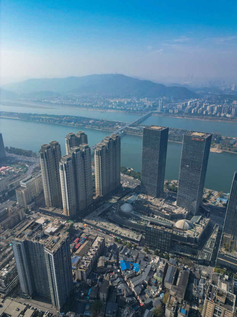 湖南长沙城市风光航拍摄影图
