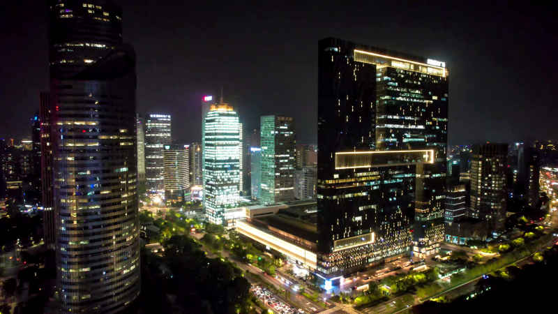 浙江杭州城市风光航拍摄影图 