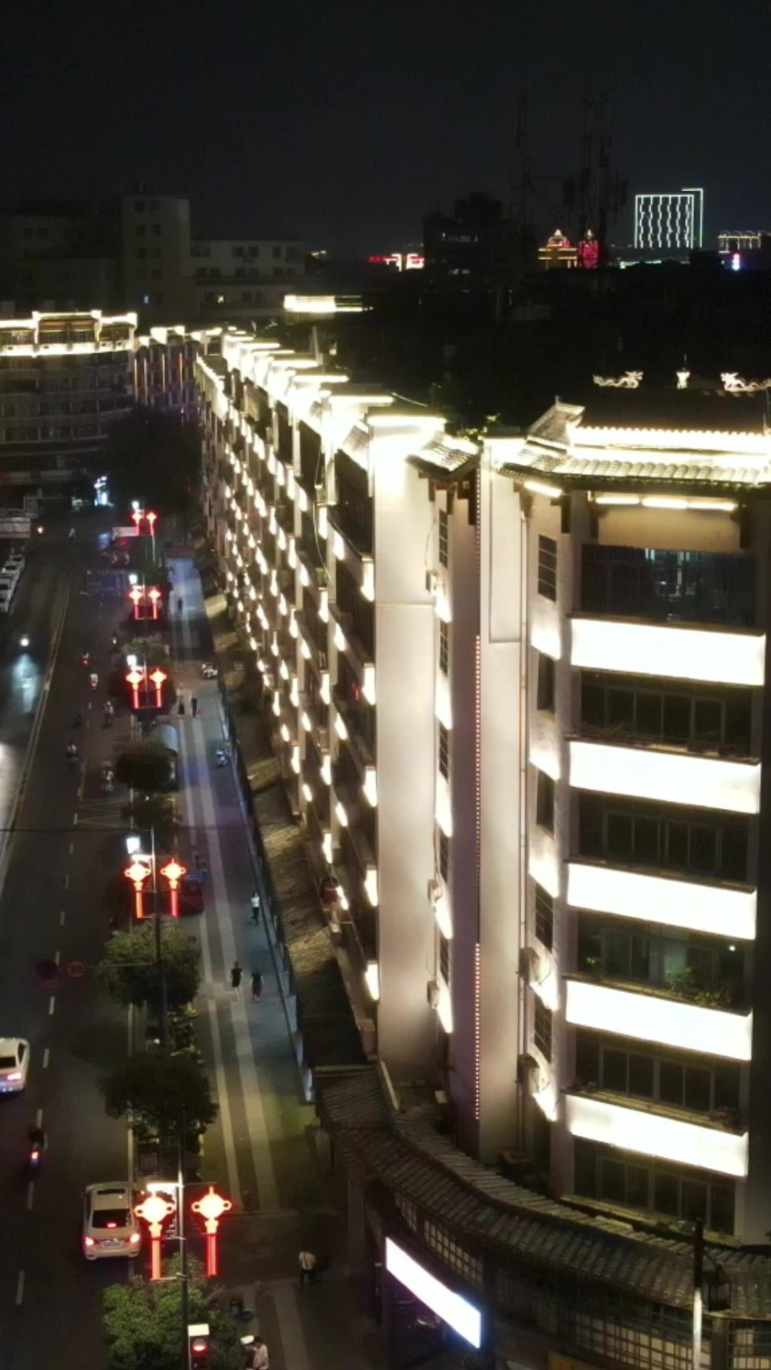 赣州城市夜景竖屏航拍