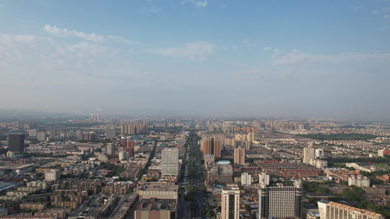 山东淄博城市建设航拍  