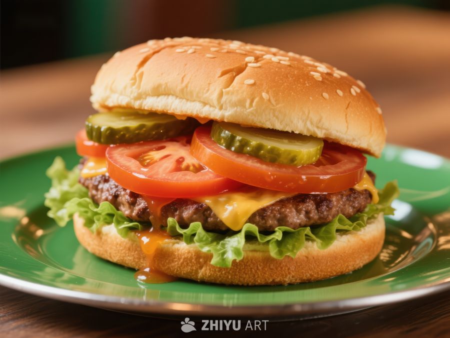 经典芝士汉堡特写