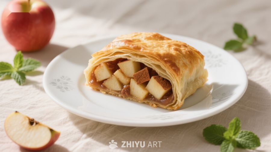 苹果派卷，金黄酥脆，果香四溢