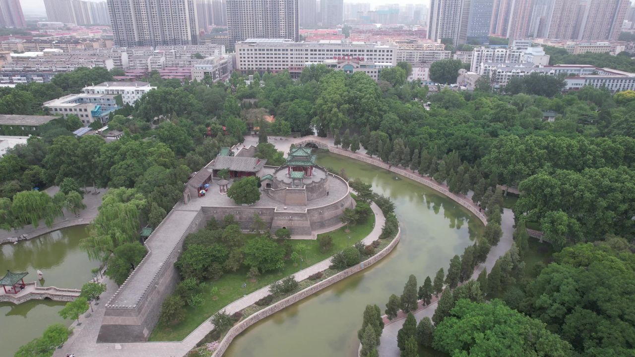 河北邯郸丛台公园航拍