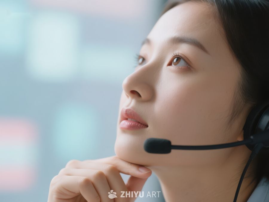 客服人员专注思考 234