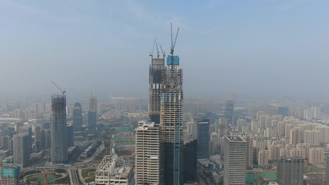 山东济南城市风光航拍 