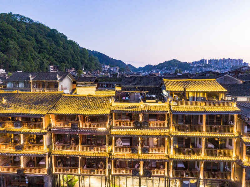 湖南湘西凤凰古城航拍