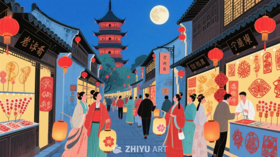 夜市灯火映古街 1234