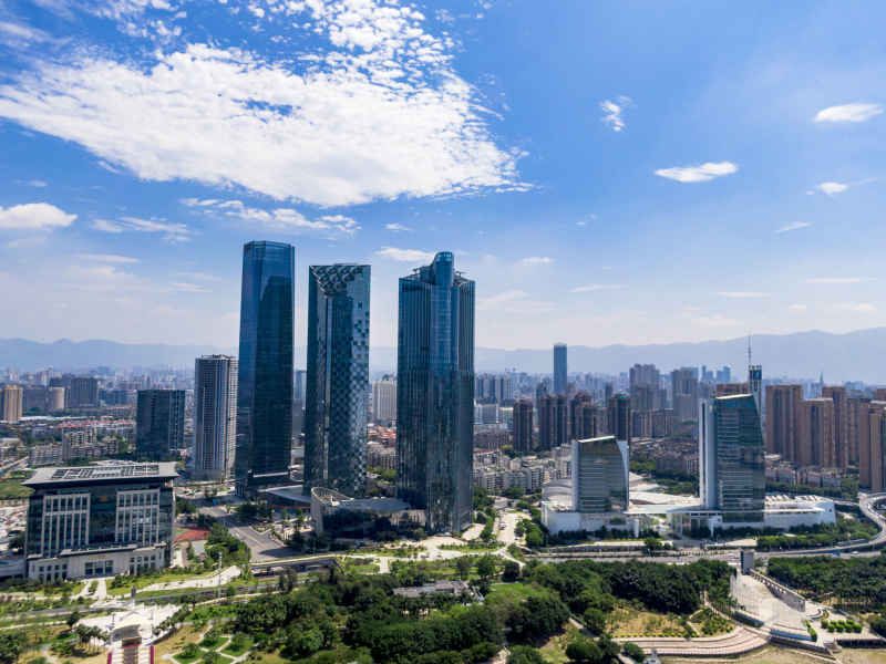 福建福州闽江北岸中央商务区航拍摄图