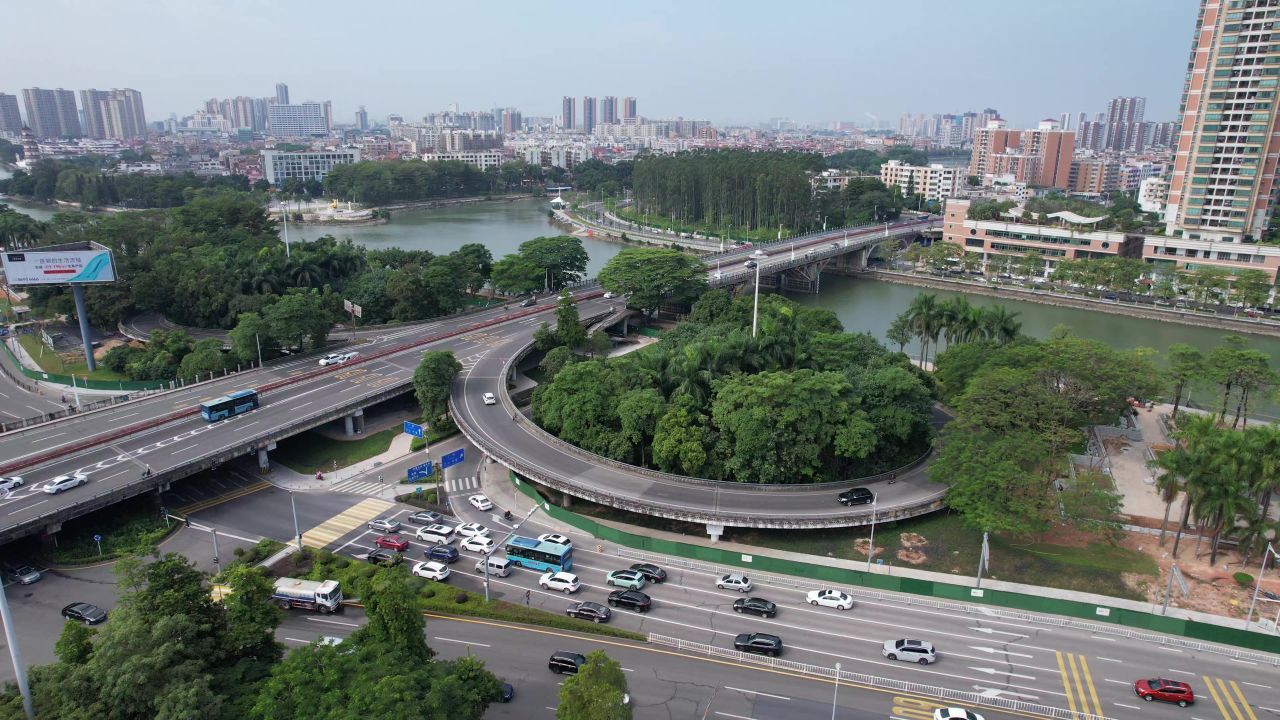 广东东莞城市交通万江大桥航拍
