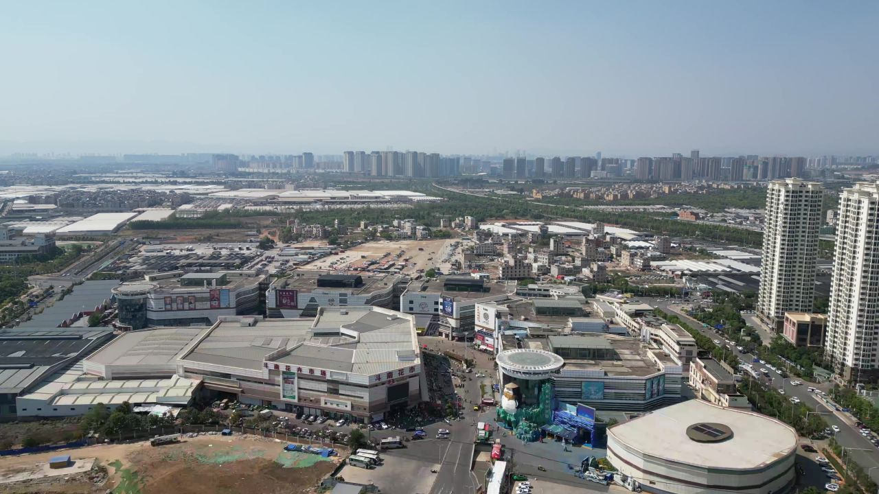  云南昆明斗南花市交易市场航拍 