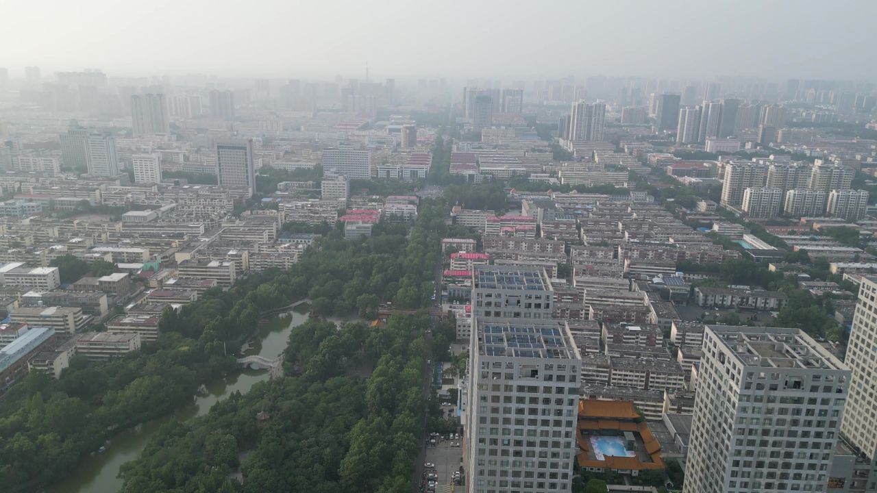 航拍山东济宁运河城商业摩尔
