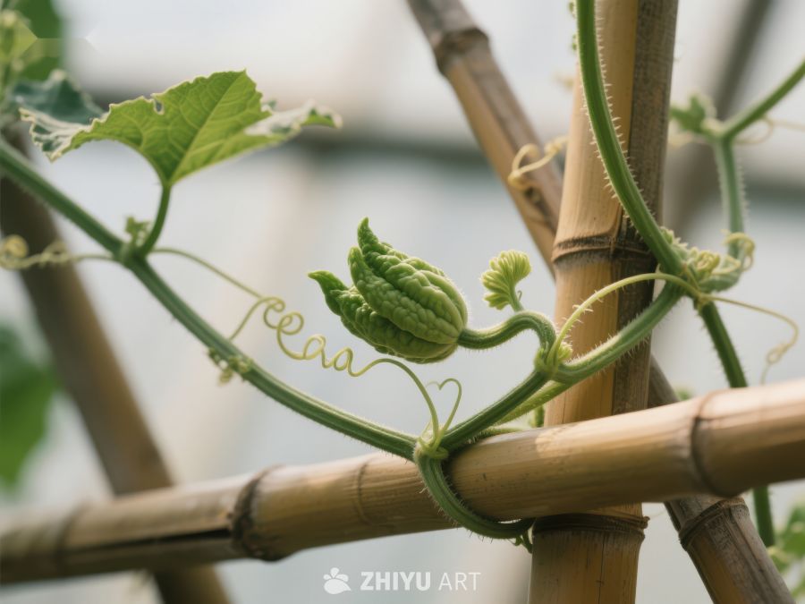 藤蔓上的绿色瓜果初生 389