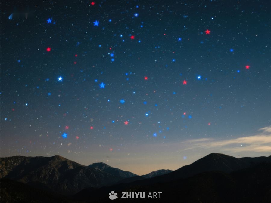 夜空星辰闪烁，山峦剪影 407