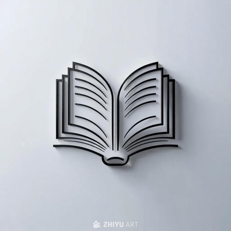 一个书籍图标的黑色剪影轮廓，背景是纯白色。