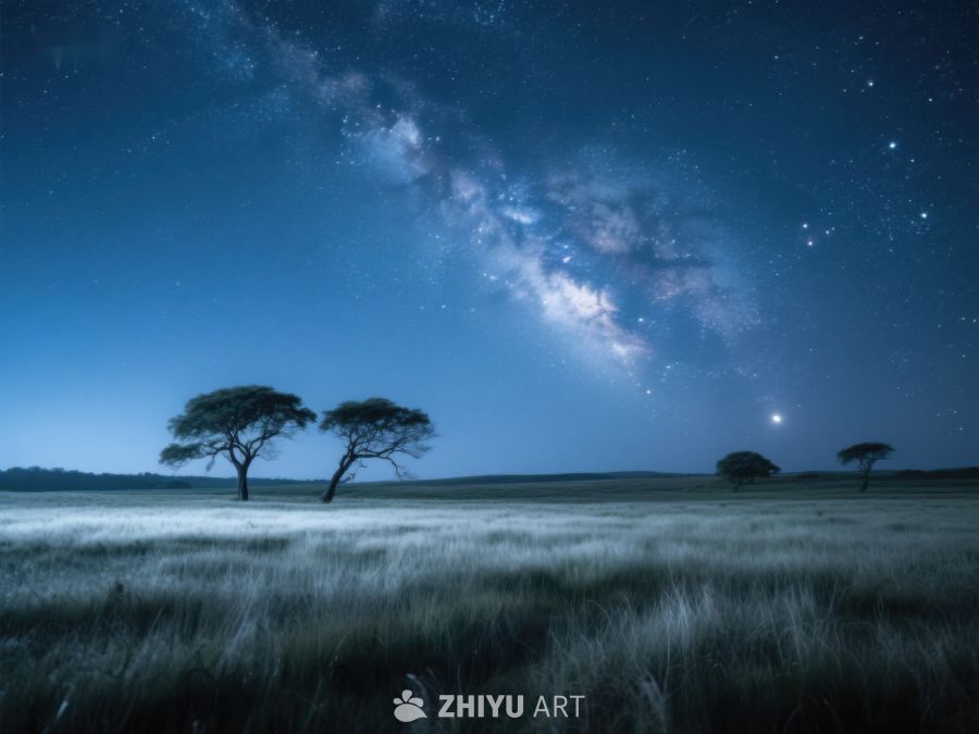夜空下的草原与银河 289