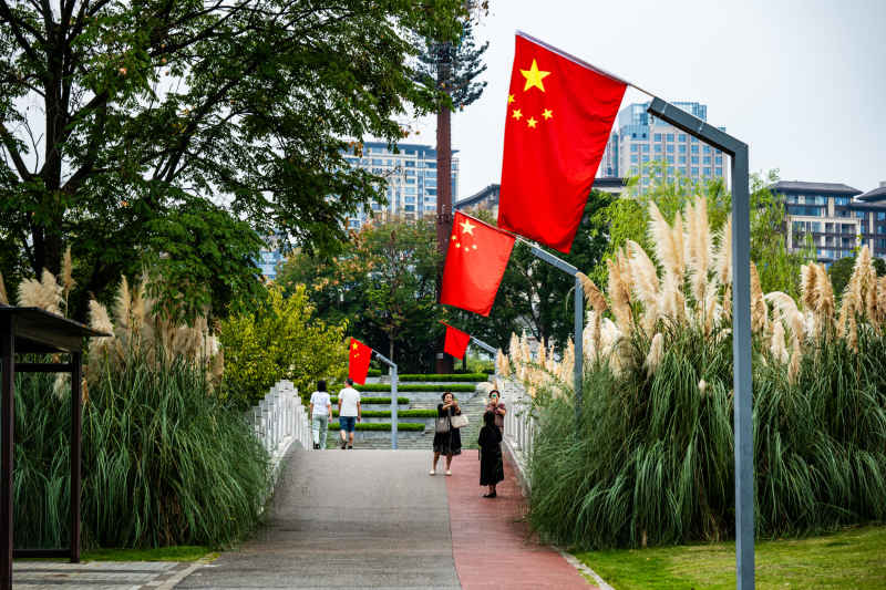 喜迎国庆 国庆 五星红旗迎风飘扬 人与自然 46