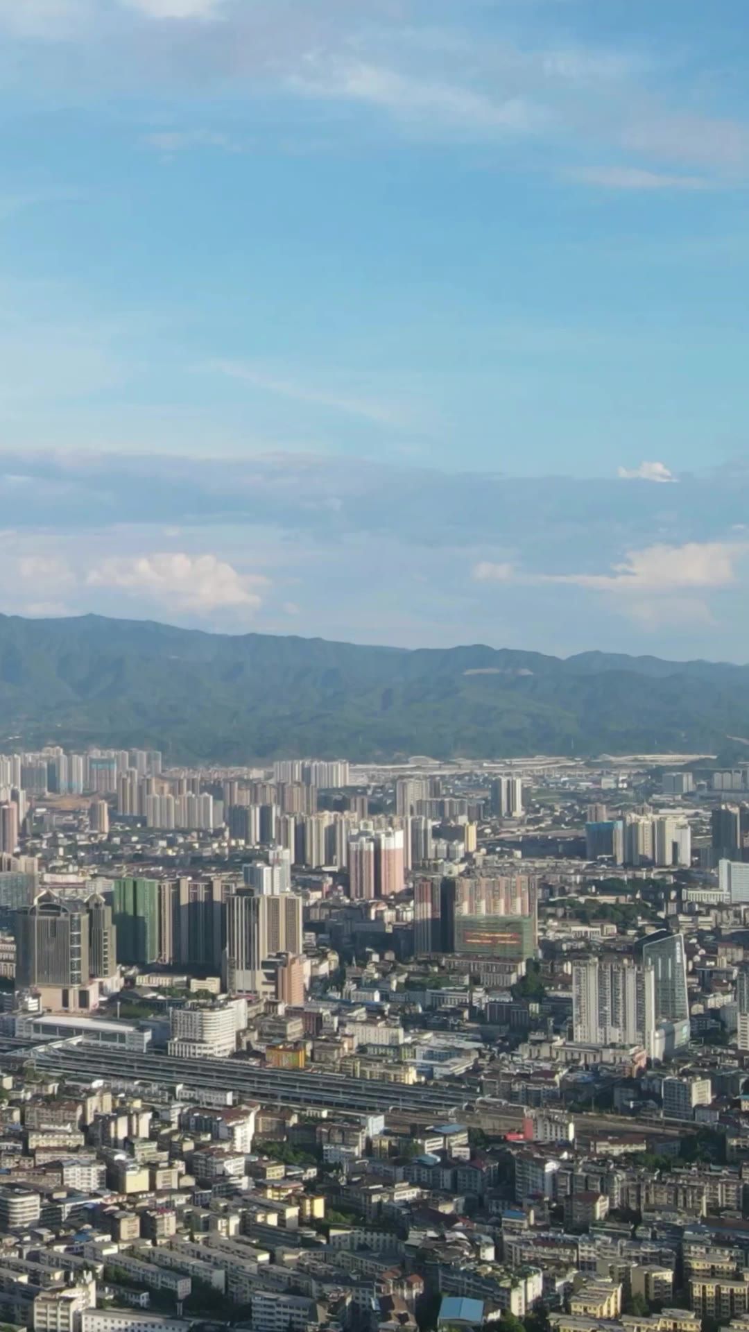 城市延时湖南湘西城市风光移动延时航拍