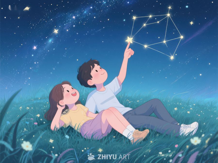 夜空下，两人共赏星座 1034