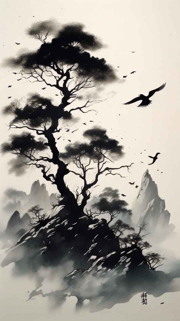 古风山水画唯美背景图 13