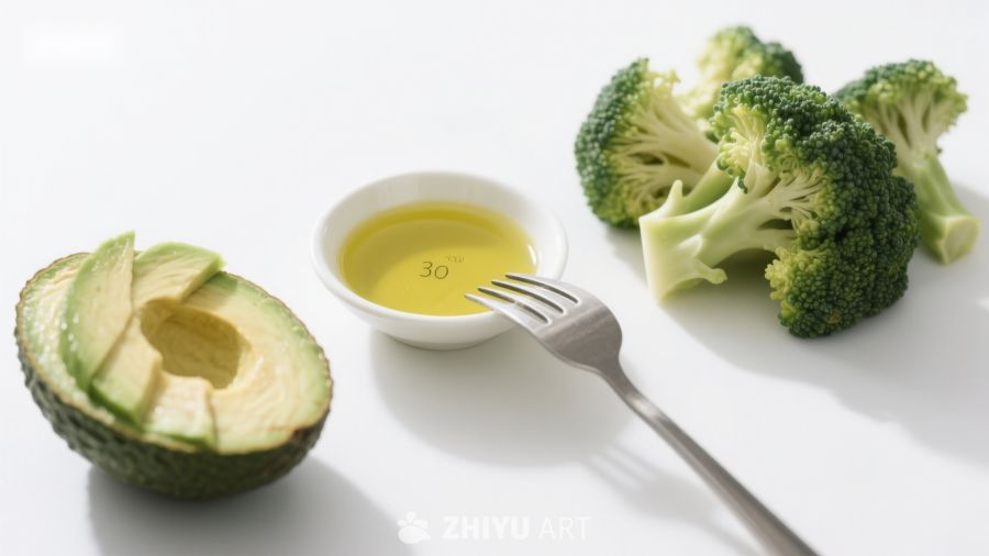 牛油果西兰花与橄榄油