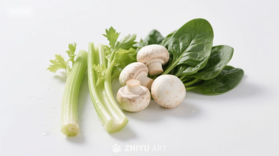 新鲜蔬菜与菌类组合
