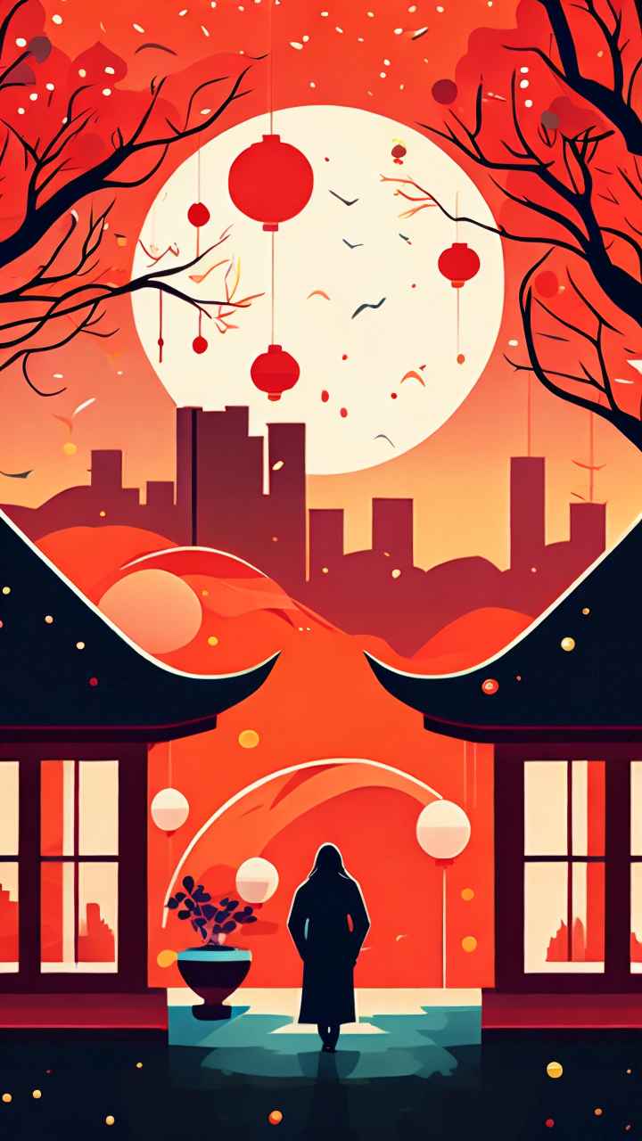 春节闹花灯简约插画 12