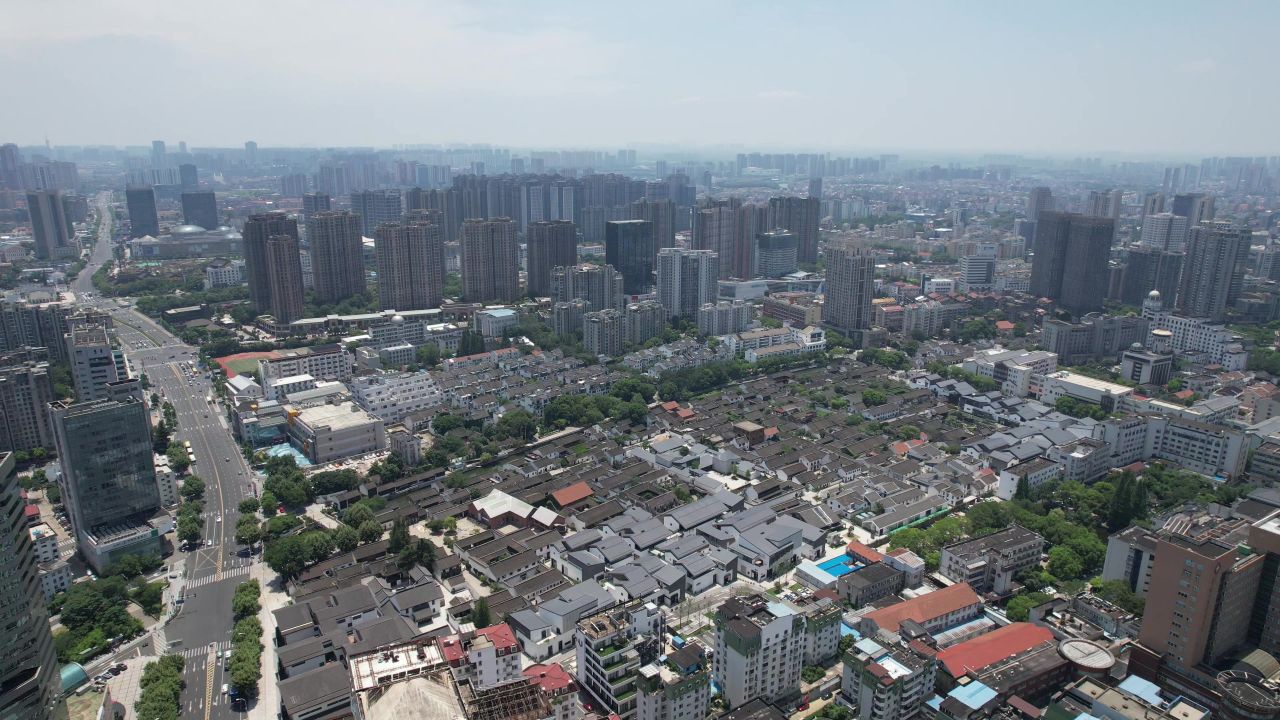 江苏常州城市风光地标建筑航拍 