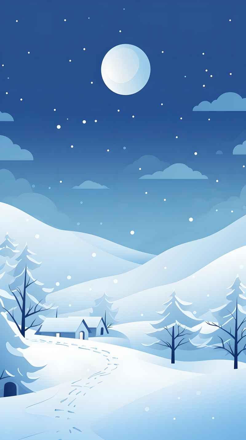 冬季唯美雪景创业插画 23