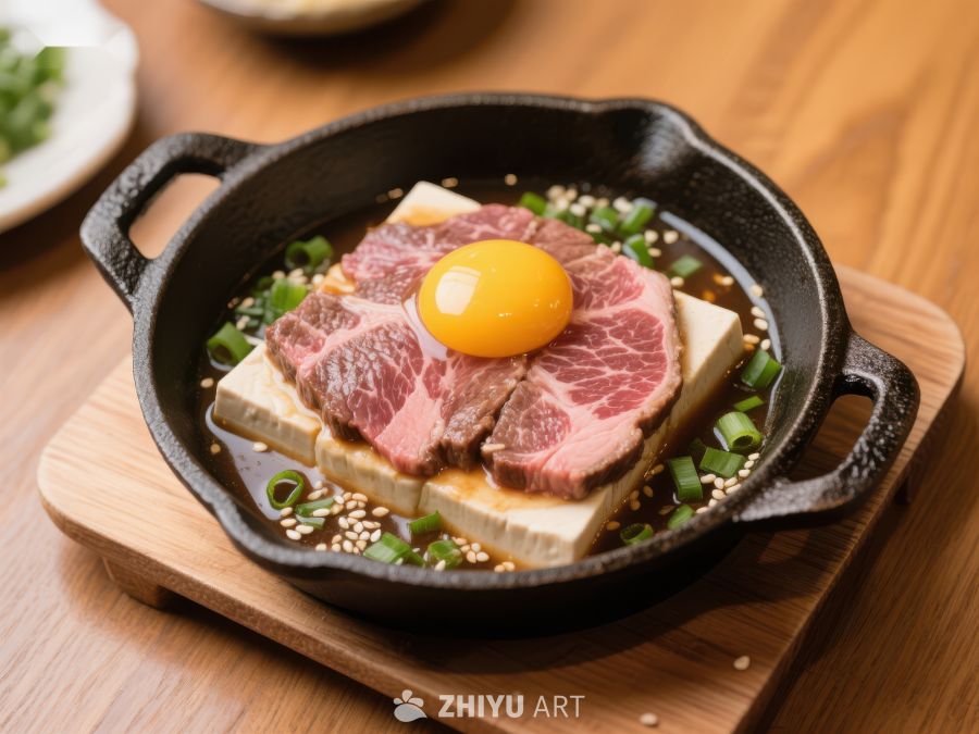 铁锅煎肉配蛋黄豆腐 264