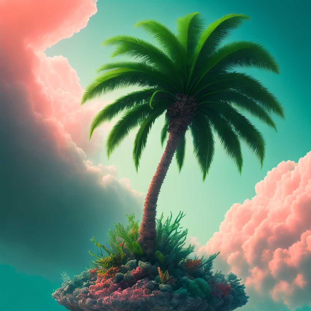 一课绿色棕榈树风景