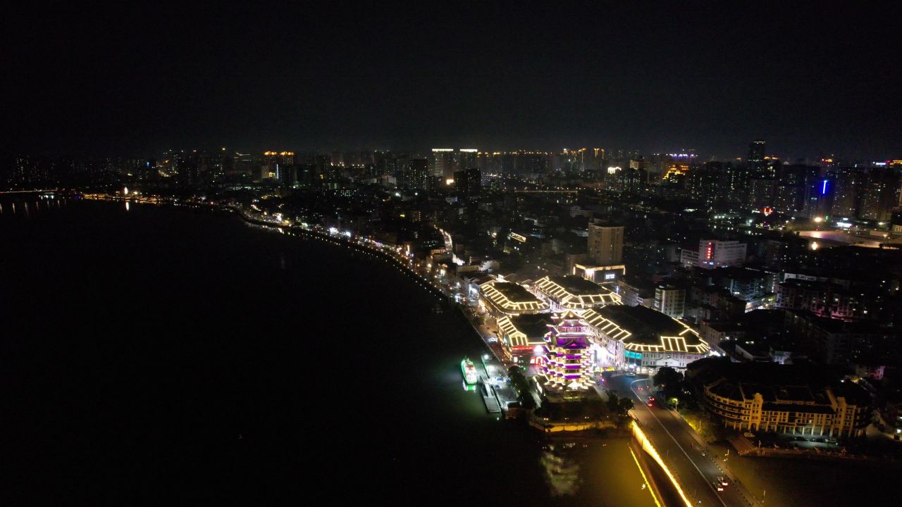 广东惠州城市夜景航拍
