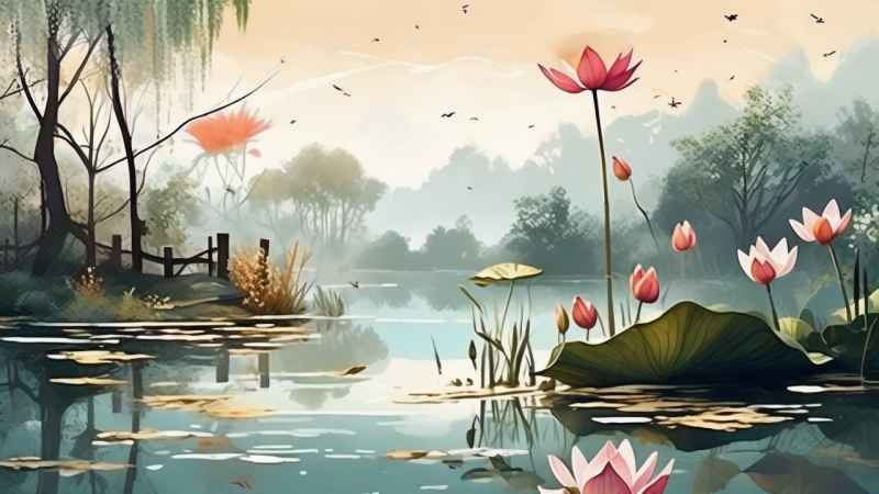 国风水墨山水画简约风格插画 41