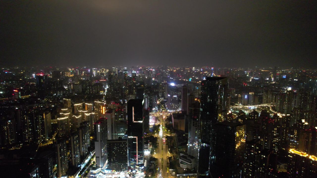 四川成都夜景大景航拍