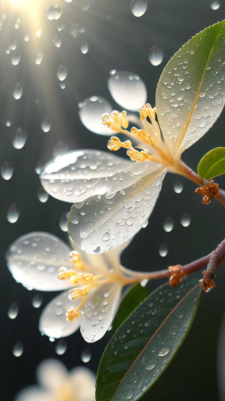 桂花水滴近景
