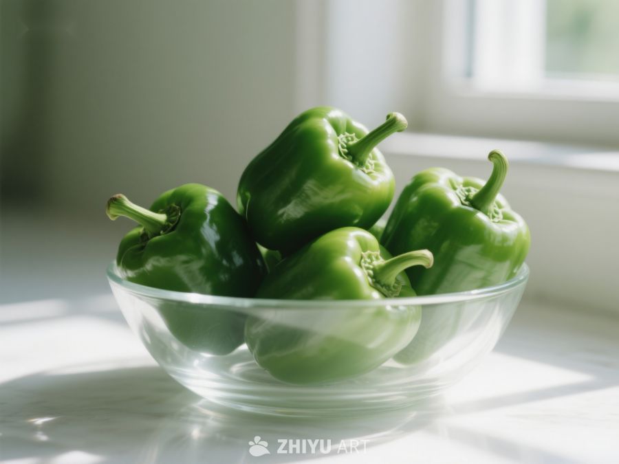 透明碗中的青椒 357