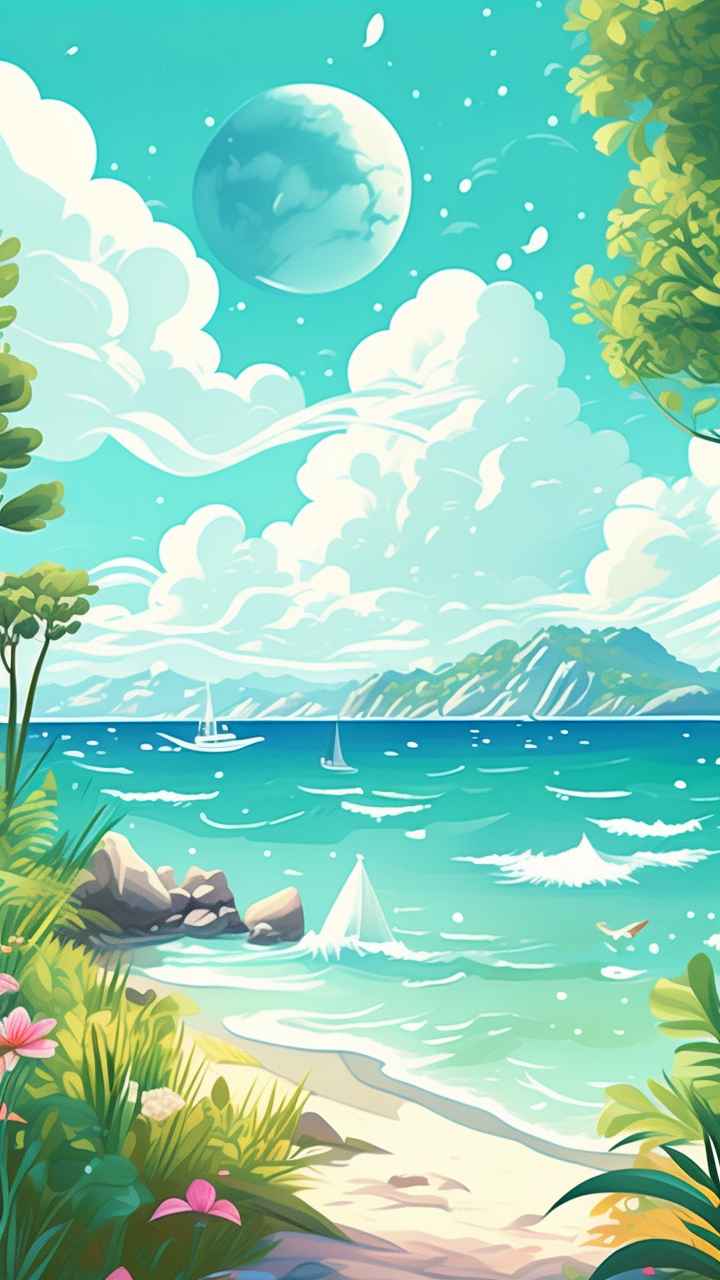 海边的插图梦幻般的自然田园风光 1