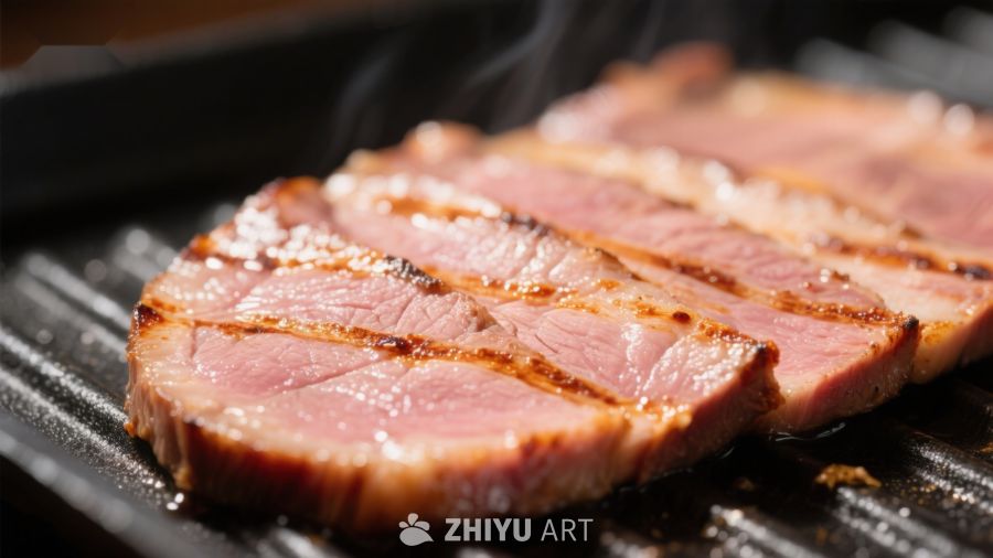煎烤牛肉片，热气腾腾